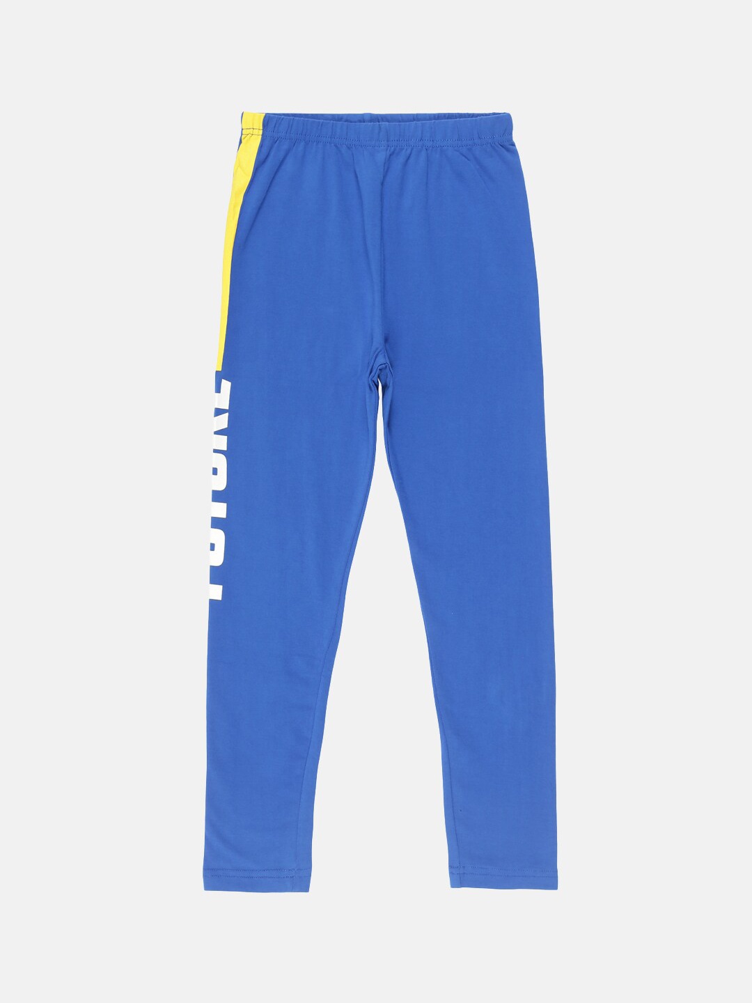 

KiddoPanti Girls Blue Printed Ankle-Length Leggings
