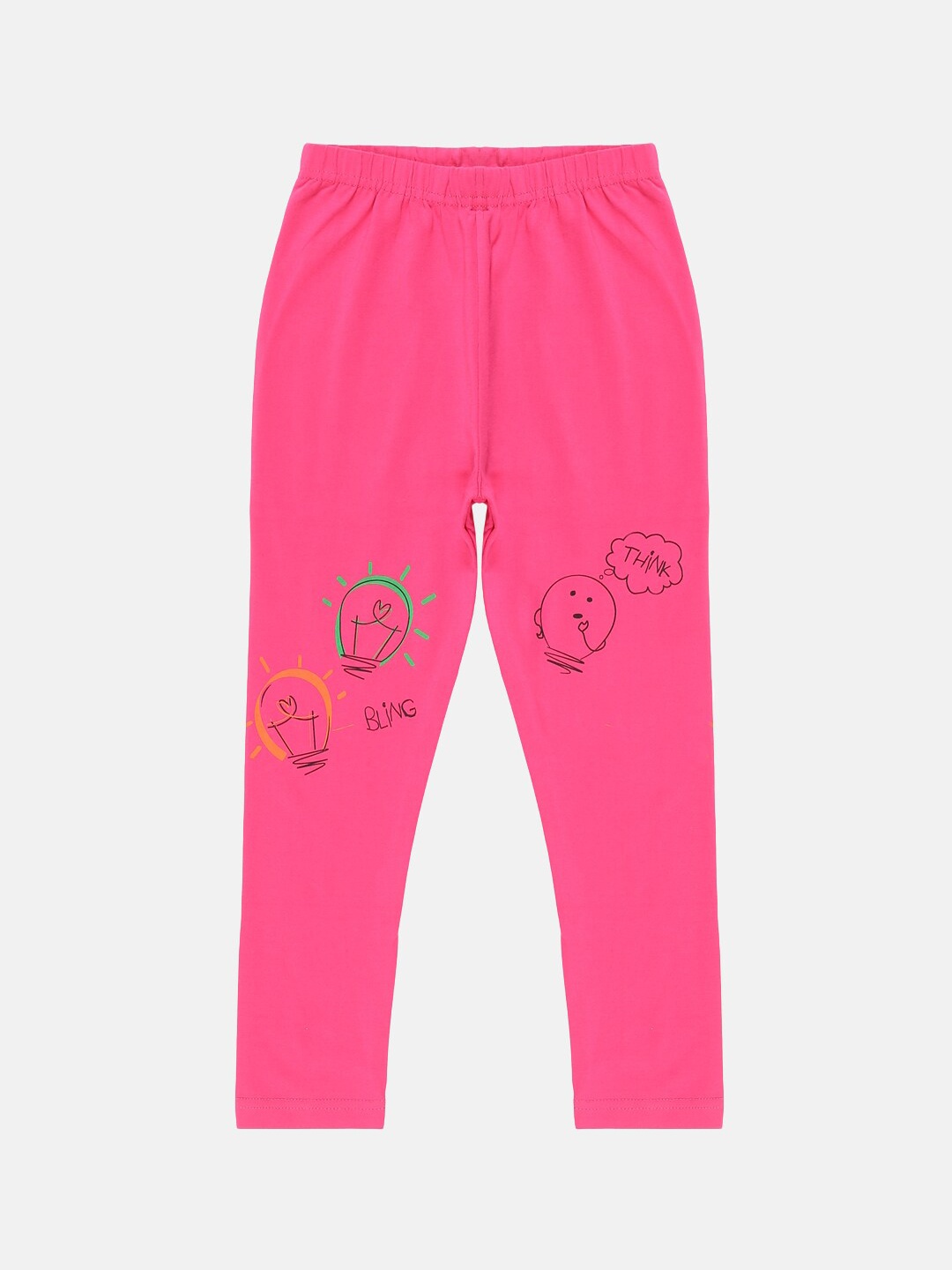 

KiddoPanti Girls Pink Printed Ankle-Length Leggings