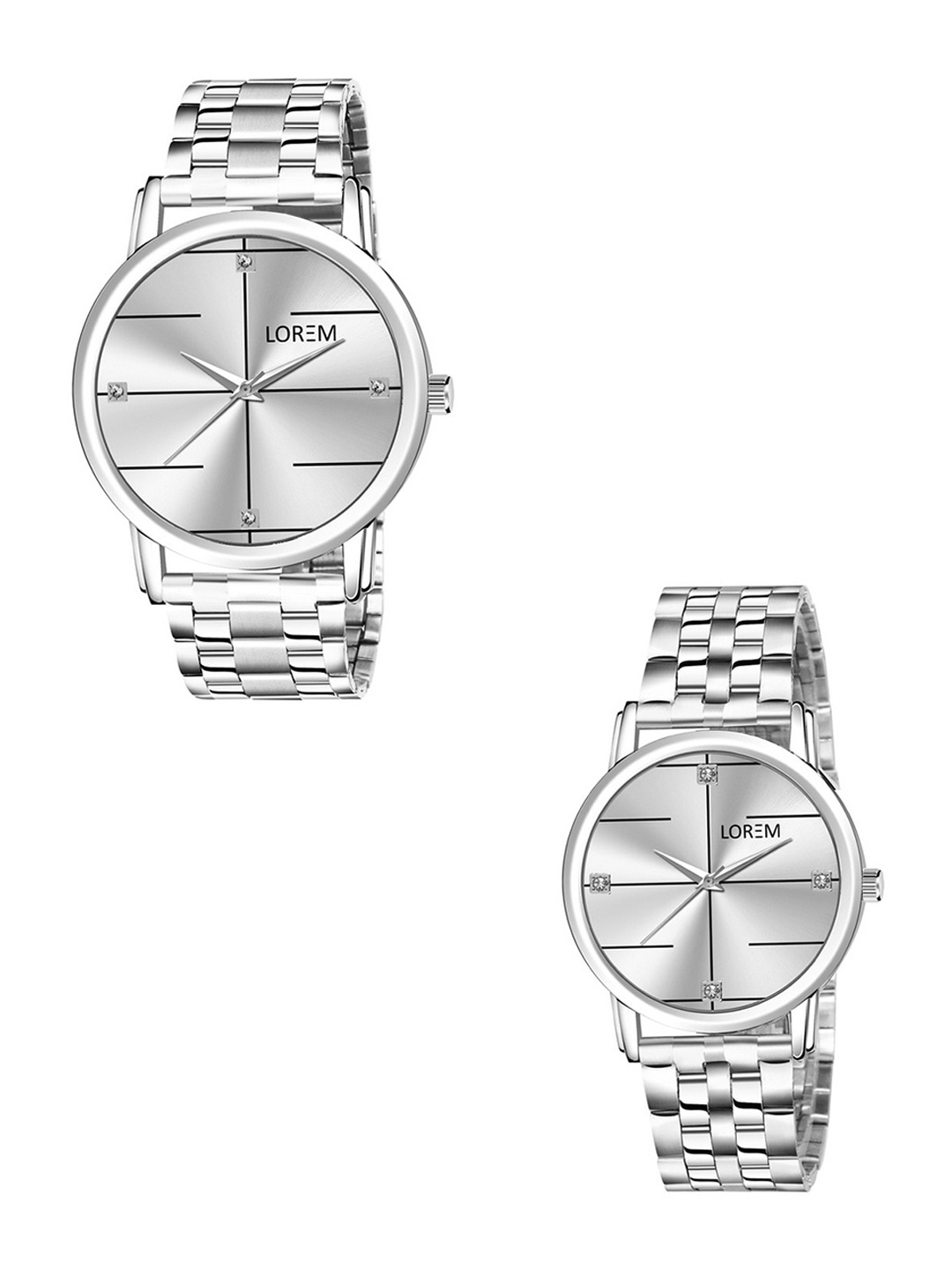 

LOREM Unisex Silver Printed Dial & Silver Bracelet Style Analogue Couple Watch LR119-LR321