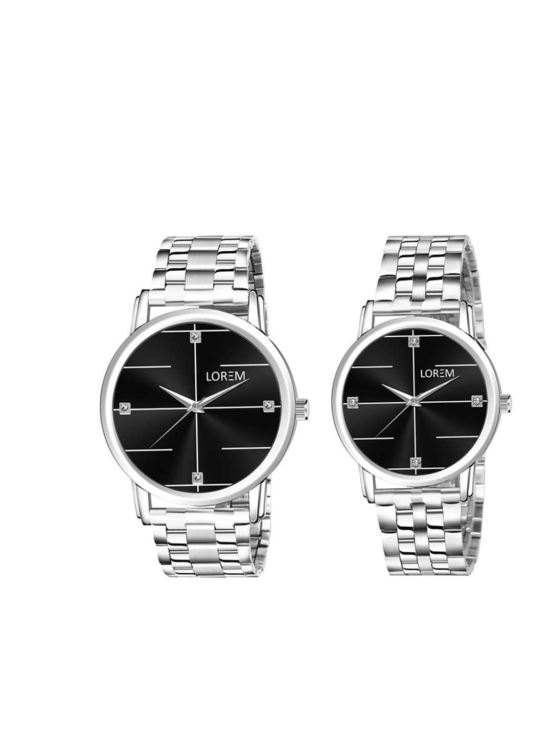 

LOREM Unisex Black Printed Dial & Silver Bracelet Style Couple Analogue Watch LR118-LR320