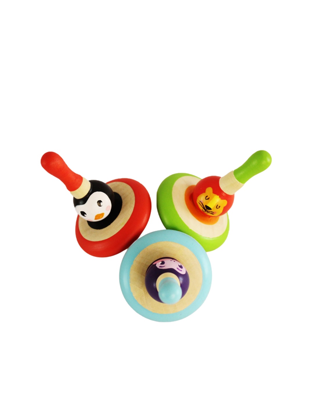 

shumee Kids SOrange & Green Wooden Animal Spin Tops Activity Toys, Orange