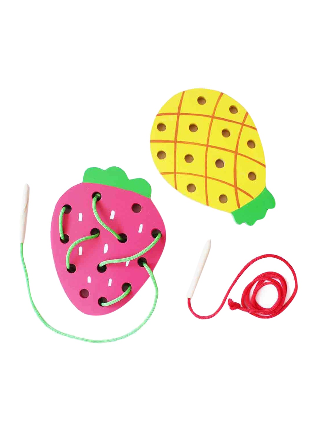 

shumee Kids Yellow & Pink Wooden Sea Wooden Lacing Set Activity Toys