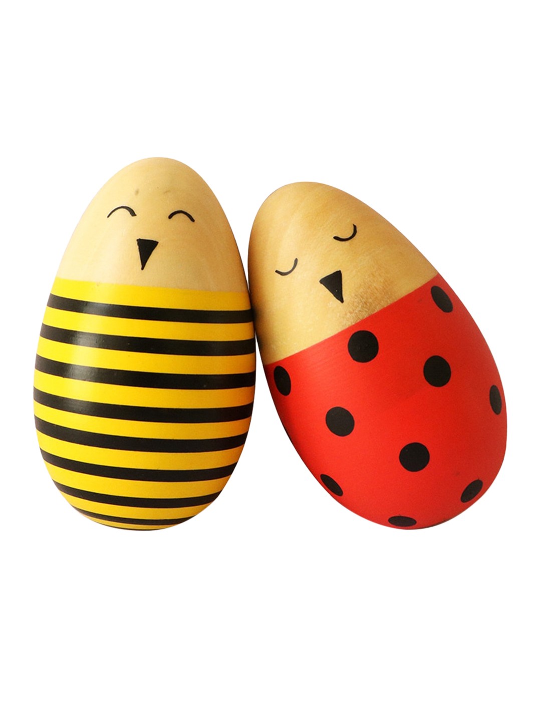 

shumee Kids Yellow & Red Wooden Egg Shaker- Ladybug & Bee Activity Toys
