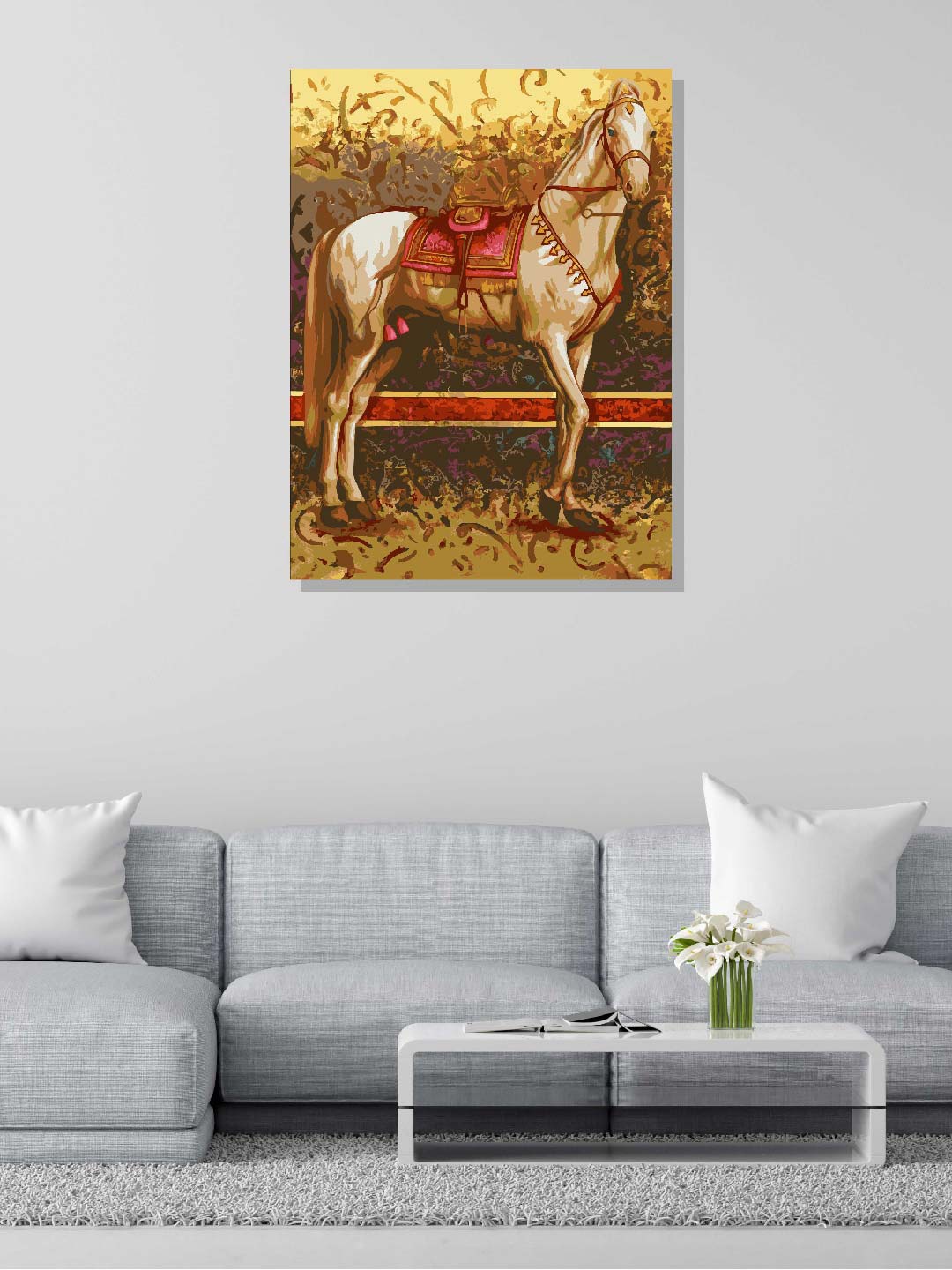 

RANGOLI Mustard Yellow & Brown Stretched Horse Canvas Painting Frame Wall Art