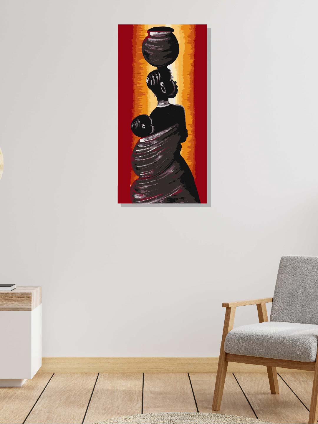 

RANGOLI Yellow Lady With Child Canvas Painting Wall Art