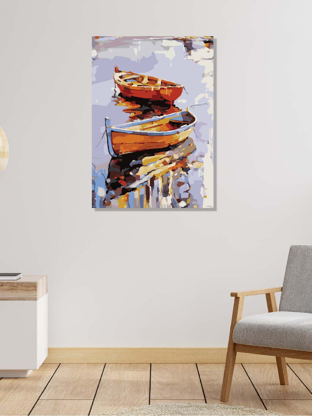 

RANGOLI Purple & Brown Boats Canvas Painting Wall Art