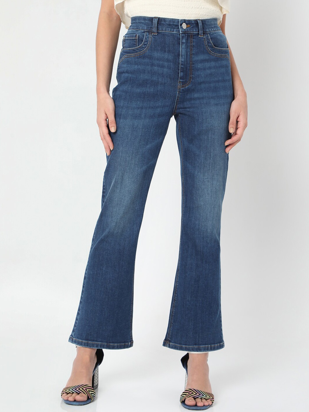 

Vero Moda Women Blue Bootcut High-Rise Light Fade Jeans