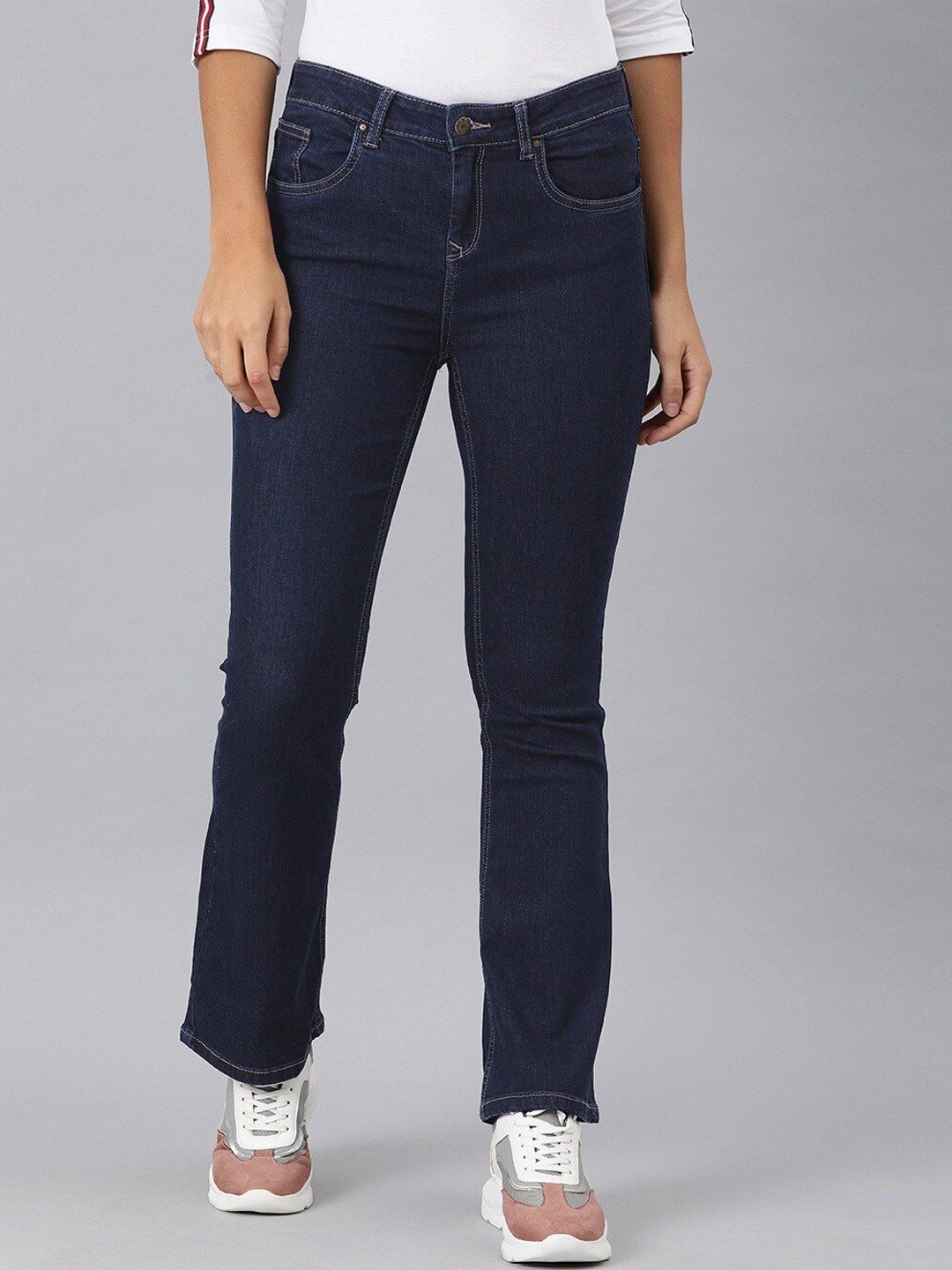 

Enviously Young Women Navy Blue Mid Rise Bootcut Stretchable Jeans