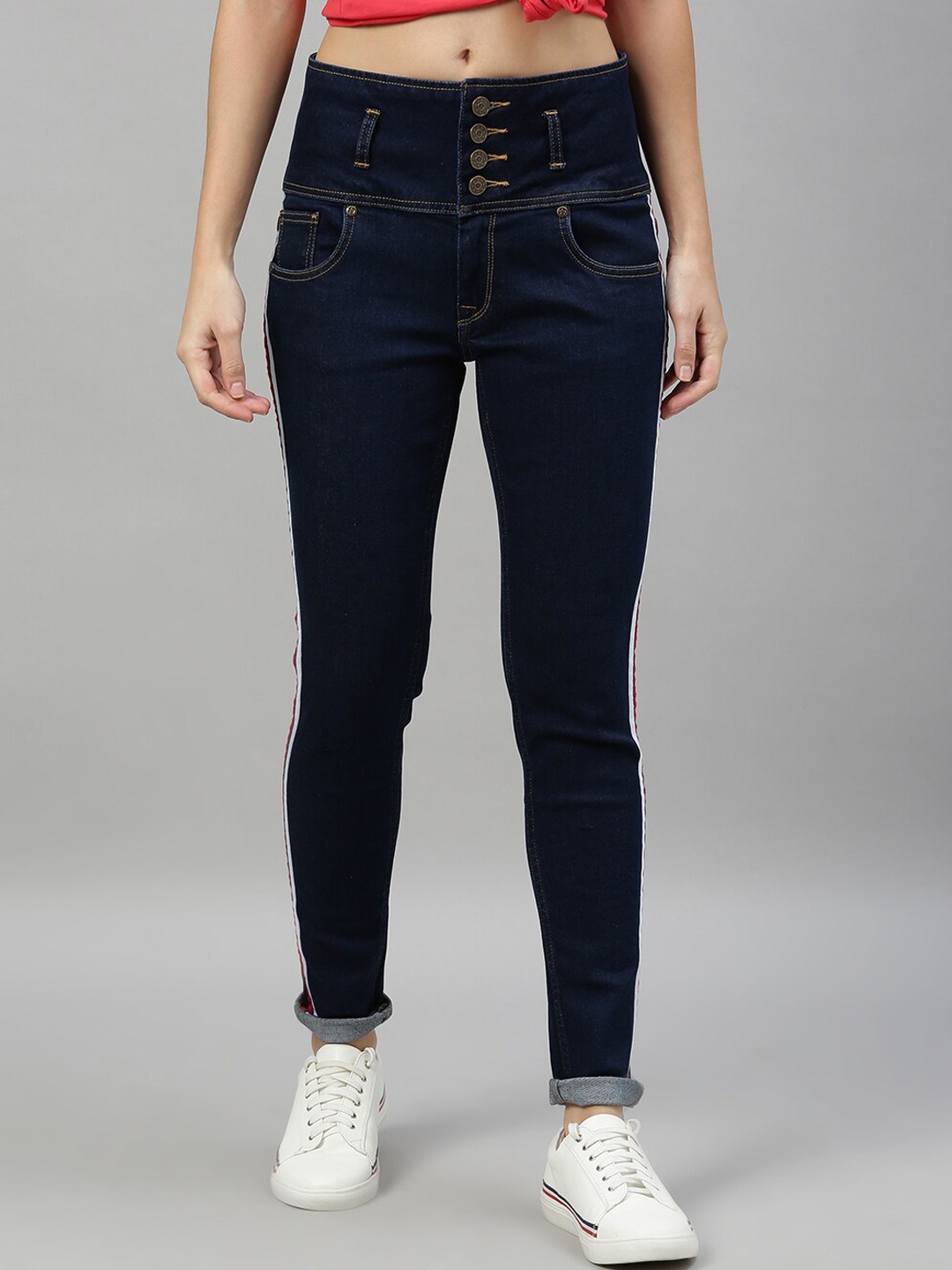 

Enviously Young Women Navy Blue Slim Fit High-Rise Stretchable Jeans