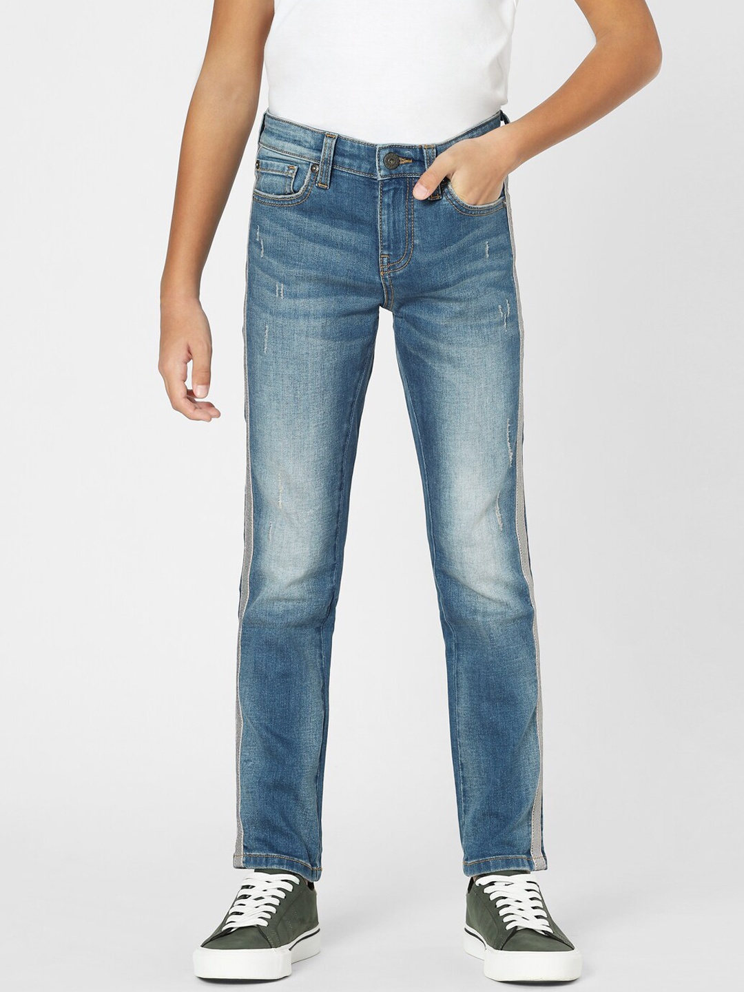

Jack & Jones Junior Boys Blue Regular Fit Cotton Heavy Fade Jeans