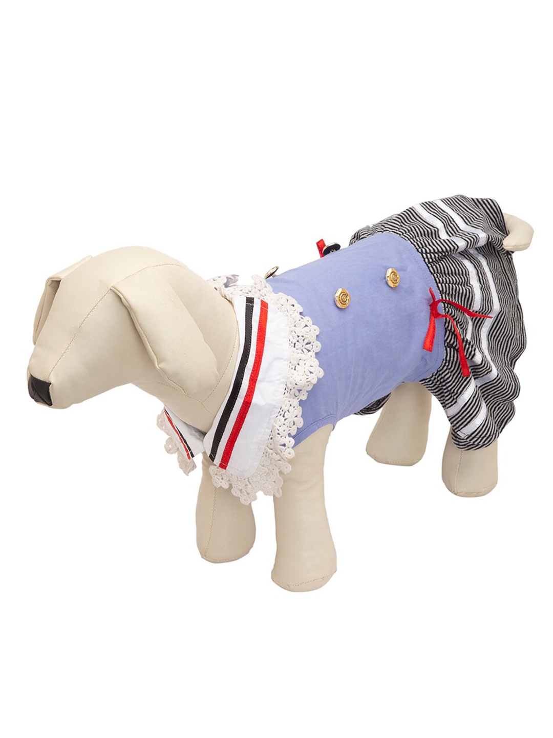 

Lulala Turquoise Blue Striped Cotton Dog Dress