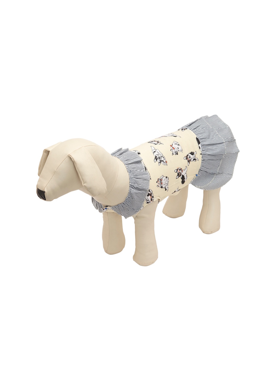 

Lulala Yellow Striped Printed Cotton Dog Dresses