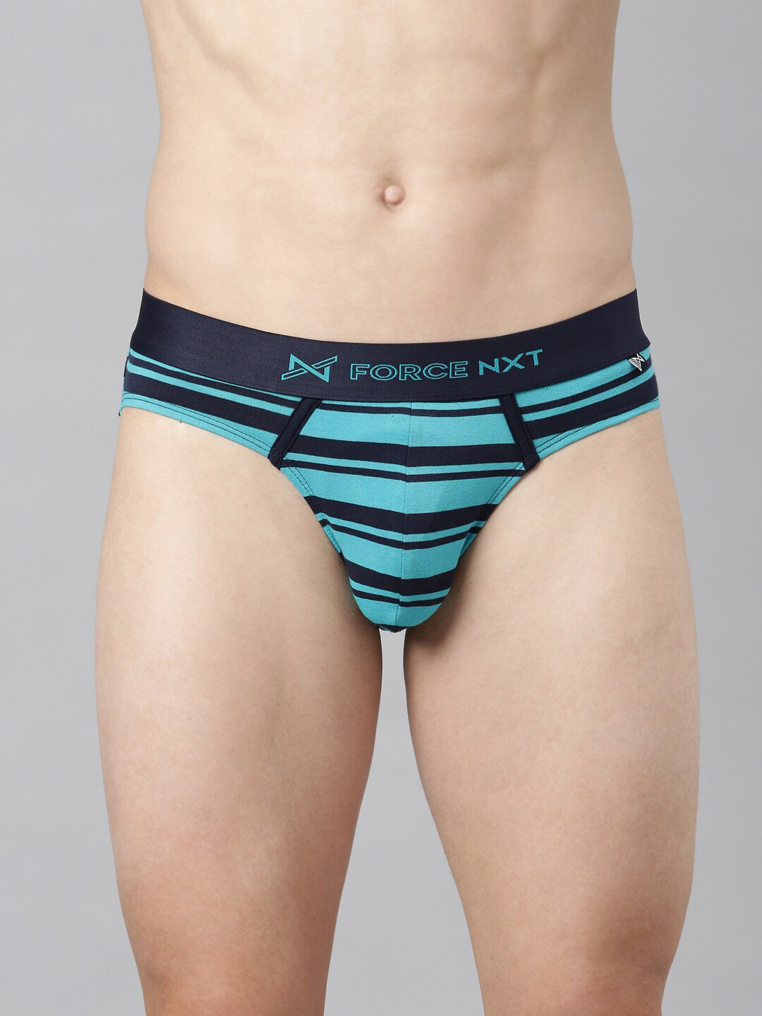 

Force NXT Men Striped Super Combed Cotton Premium Brief MNFL56, Blue