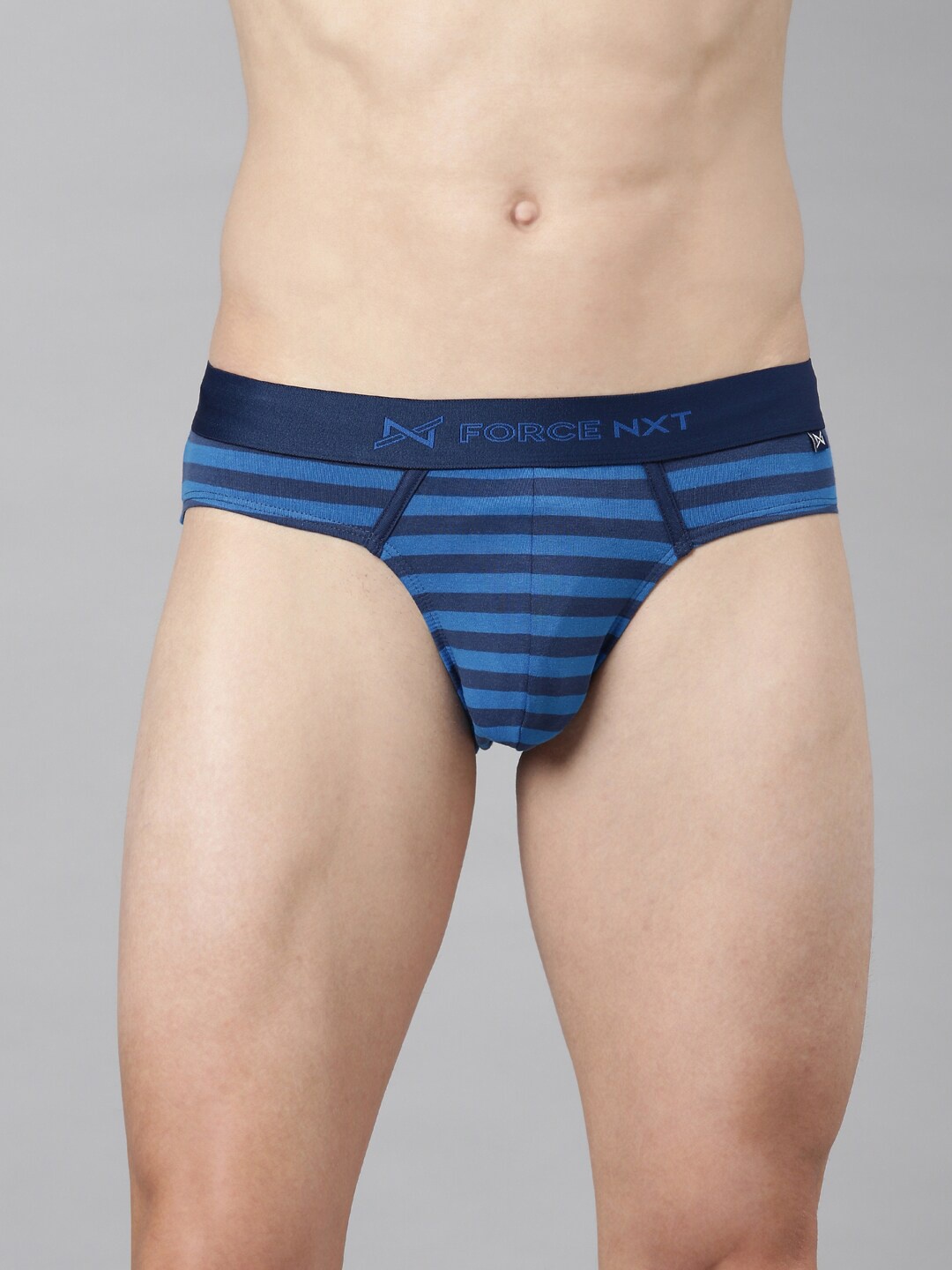 

Force NXT Men Blue Striped Printed Basic Brief