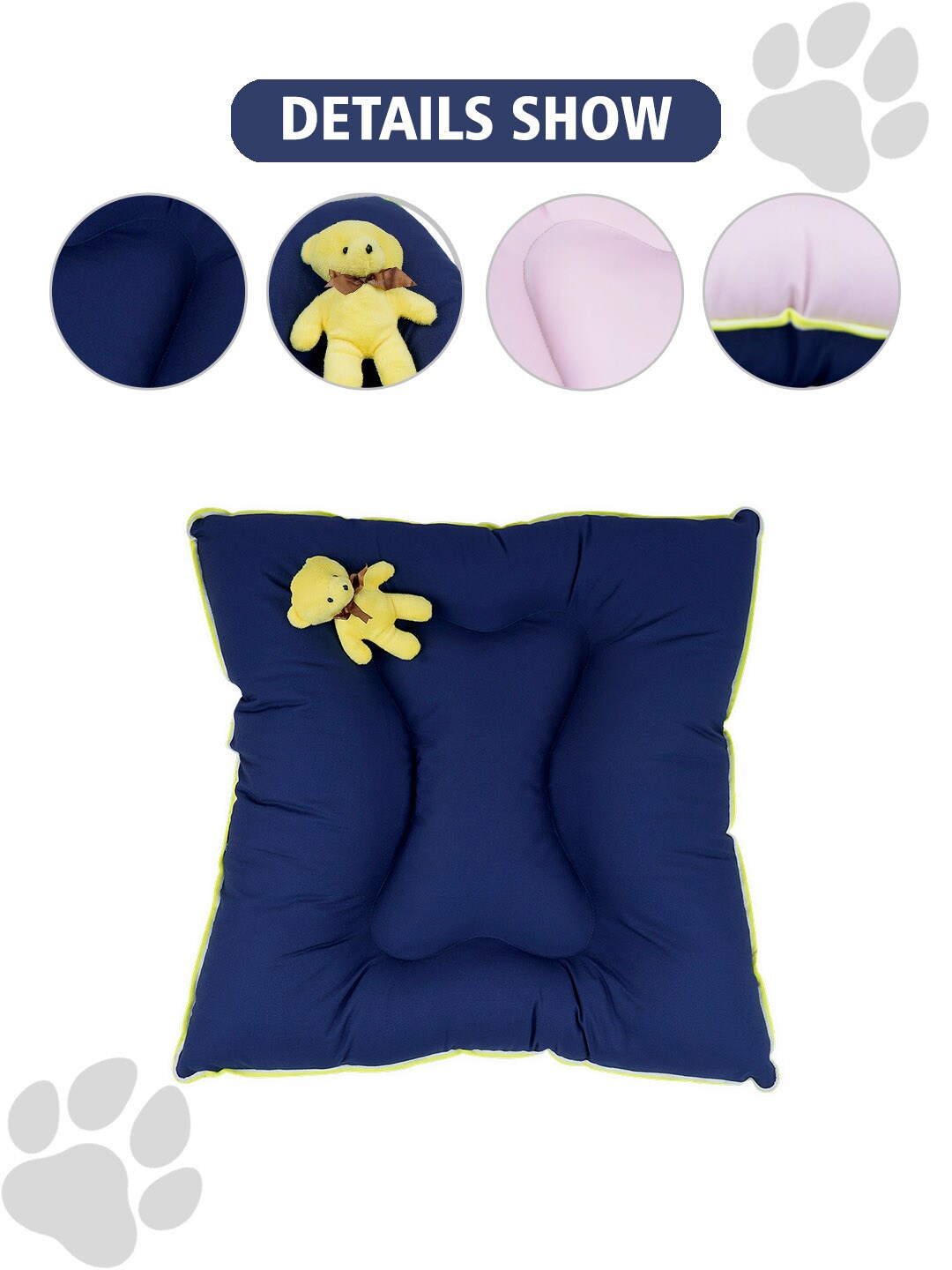 

Emily pets Blue & Pink Solid Pet Bed With Toy