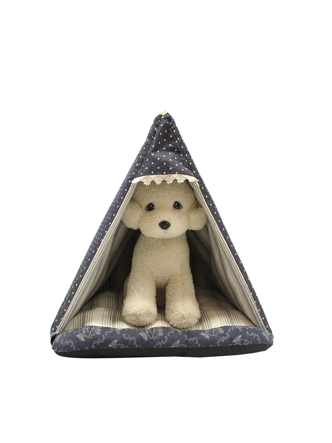 

Emily pets Blue Printed Triangle Foldable Pet Beds