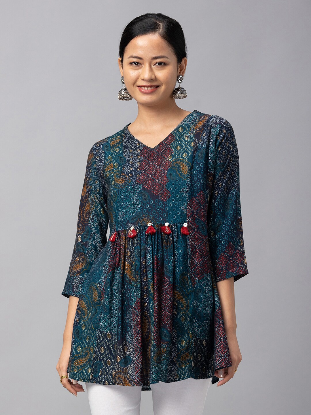 

Sangria Women Modal Printed Tunic, Blue