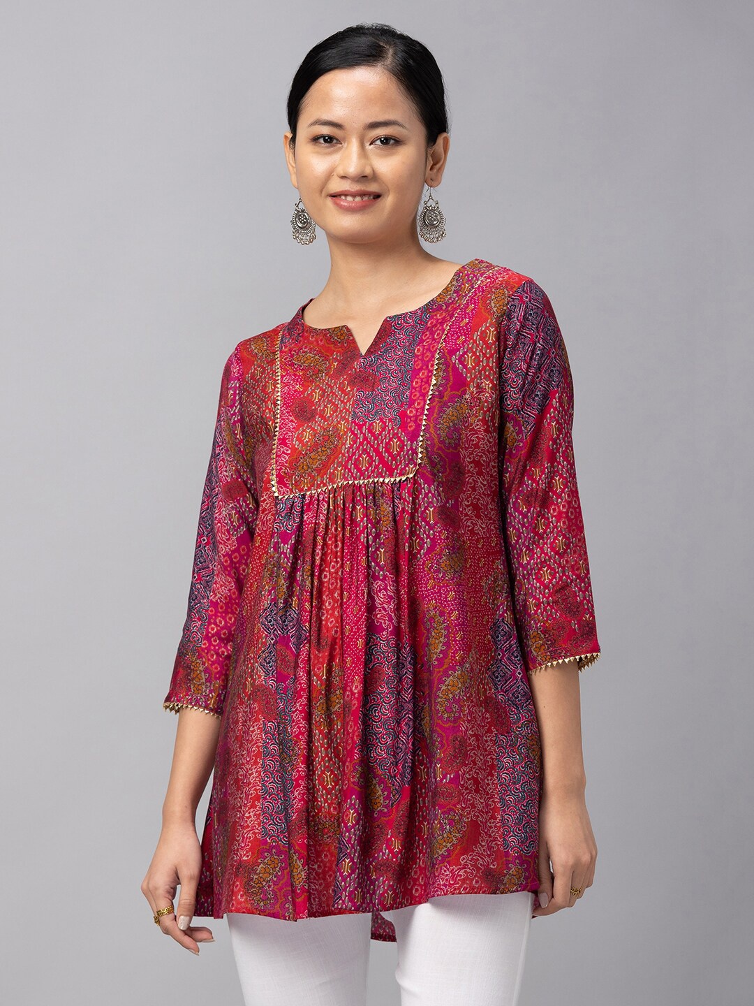 

Sangria Women Modal Ethnic Printed Tunic, Pink