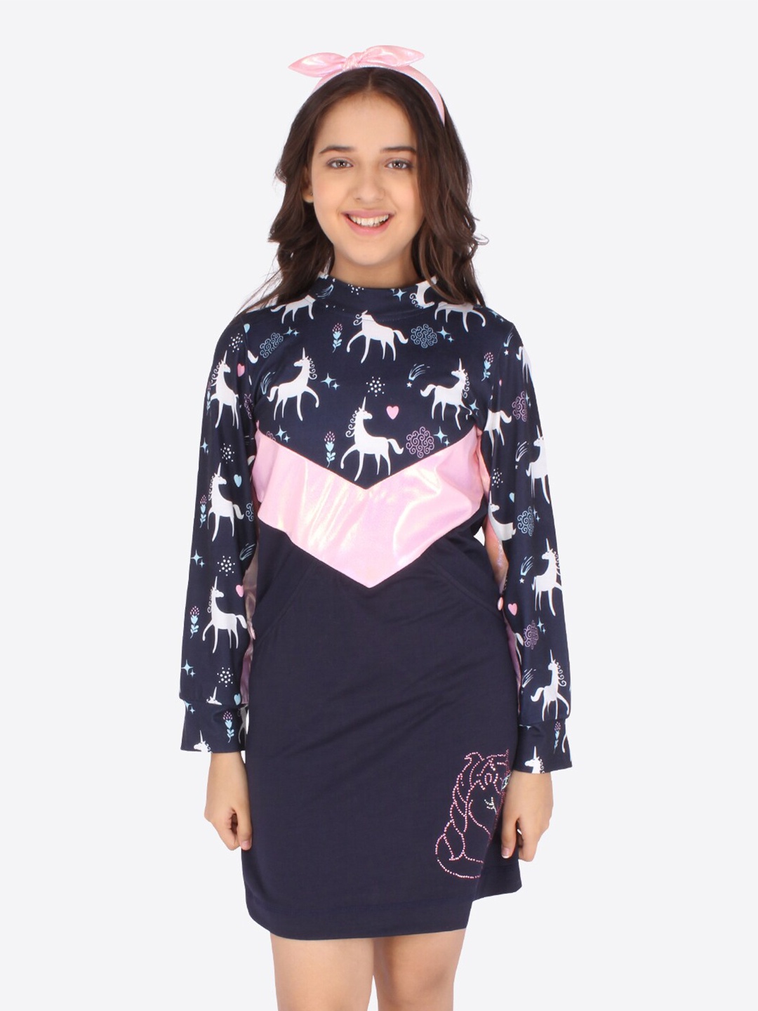 

CUTECUMBER Girls Navy Blue T-Shirt Dress