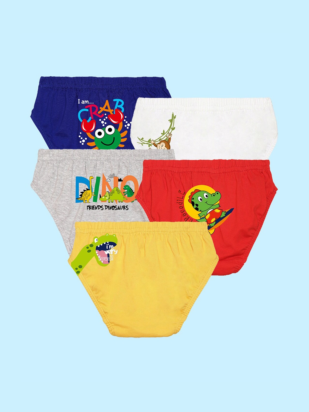 

NUSYL Boys Pack Of 5 Printed Cotton Basic Brief NUBCBRFPO5.0005, Red