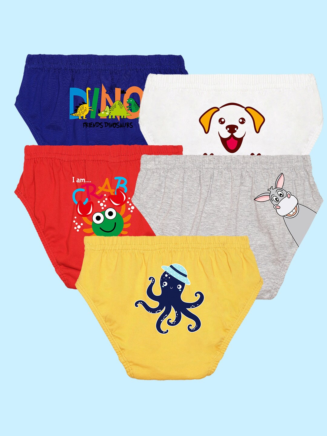 

NUSYL Boys Pack Of 5 Printed Basic Cotton Briefs, Red