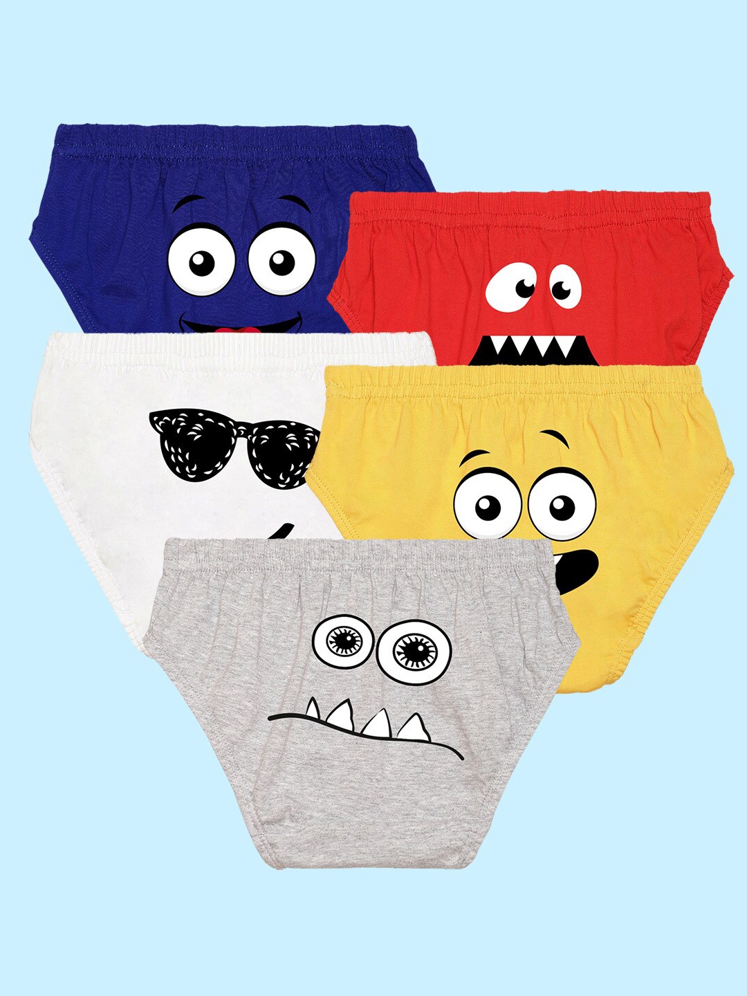 

NUSYL Boys Pack Of 5 Graphic Printed Pure Cotton Basic Briefs NUBCBRFPO5.0021, Red