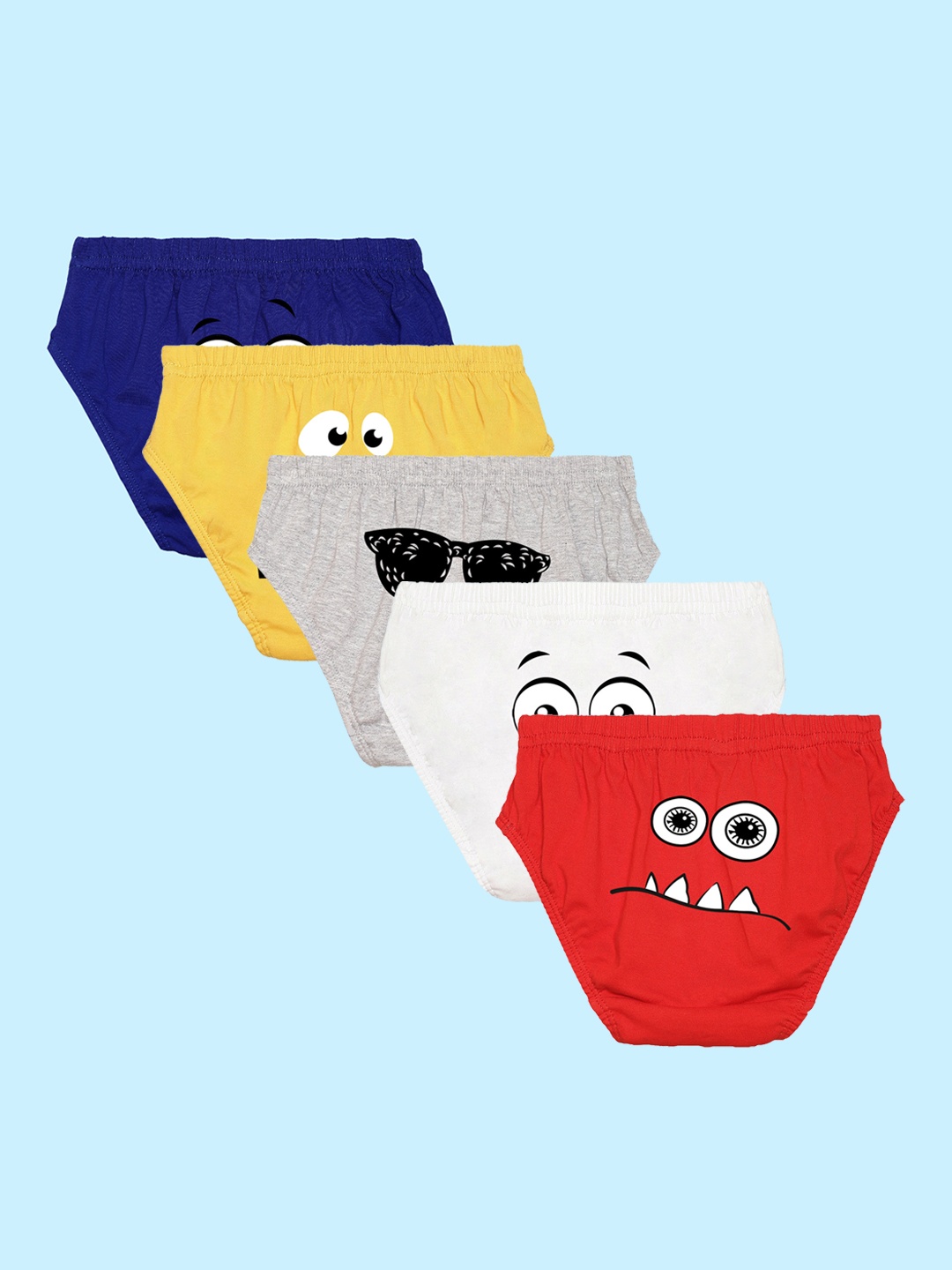 

NUSYL Boys Pack Of 5 Graphic Printed Pure Cotton Basic Briefs, Red
