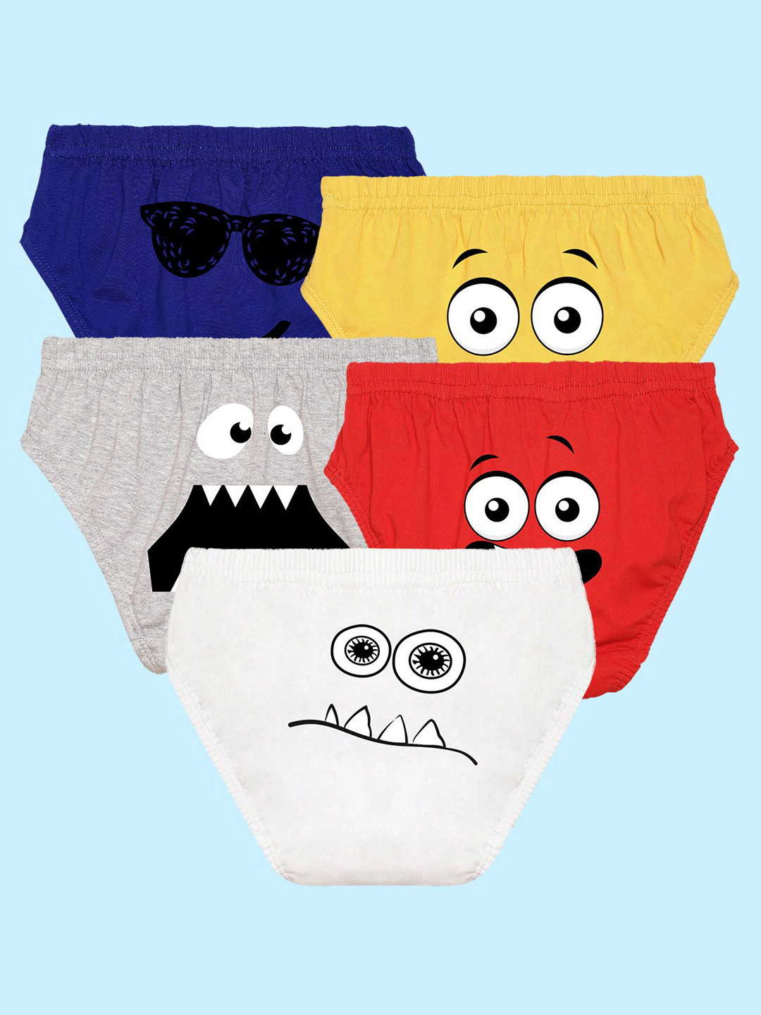 

NUSYL Boys Pack Of 5 Printed Cotton Basic Brief, White