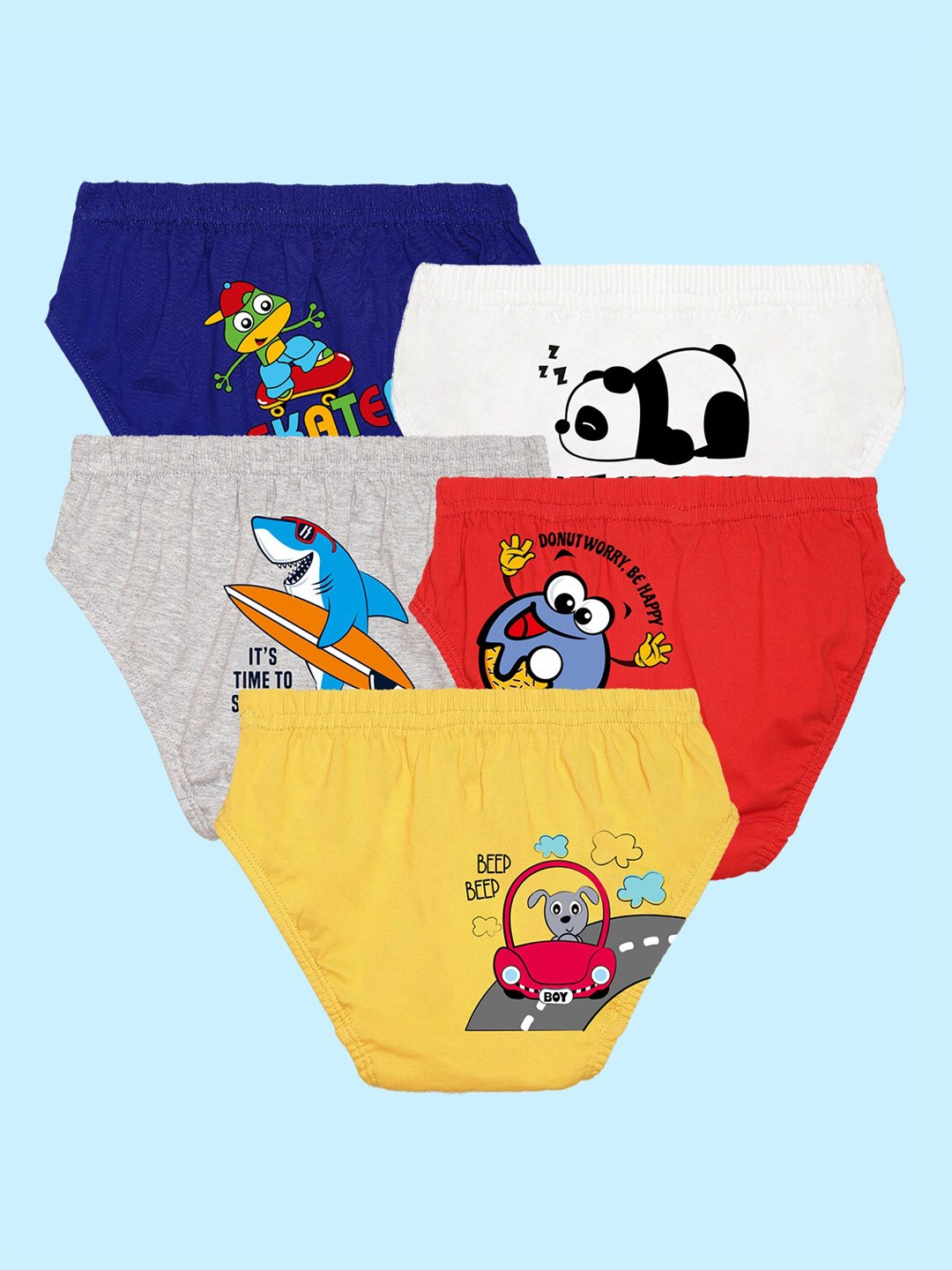

NUSYL Boys Pack Of 5 Printed Basic Briefs, Red