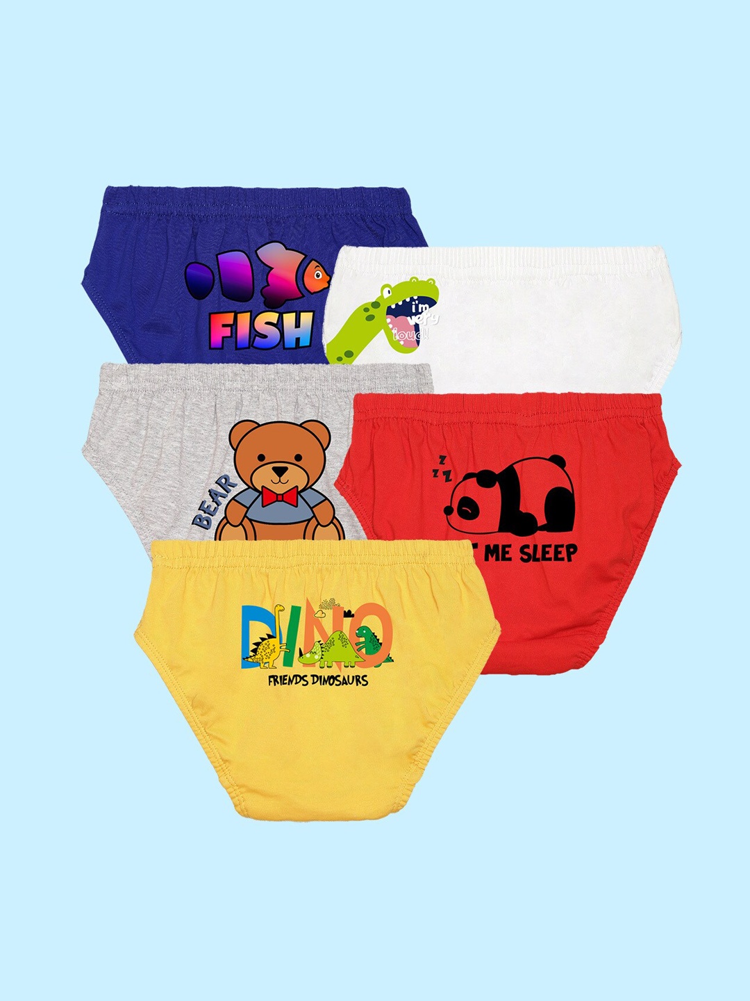

NUSYL Boys Pack Of 5 Printed Cotton Basic Brief, White