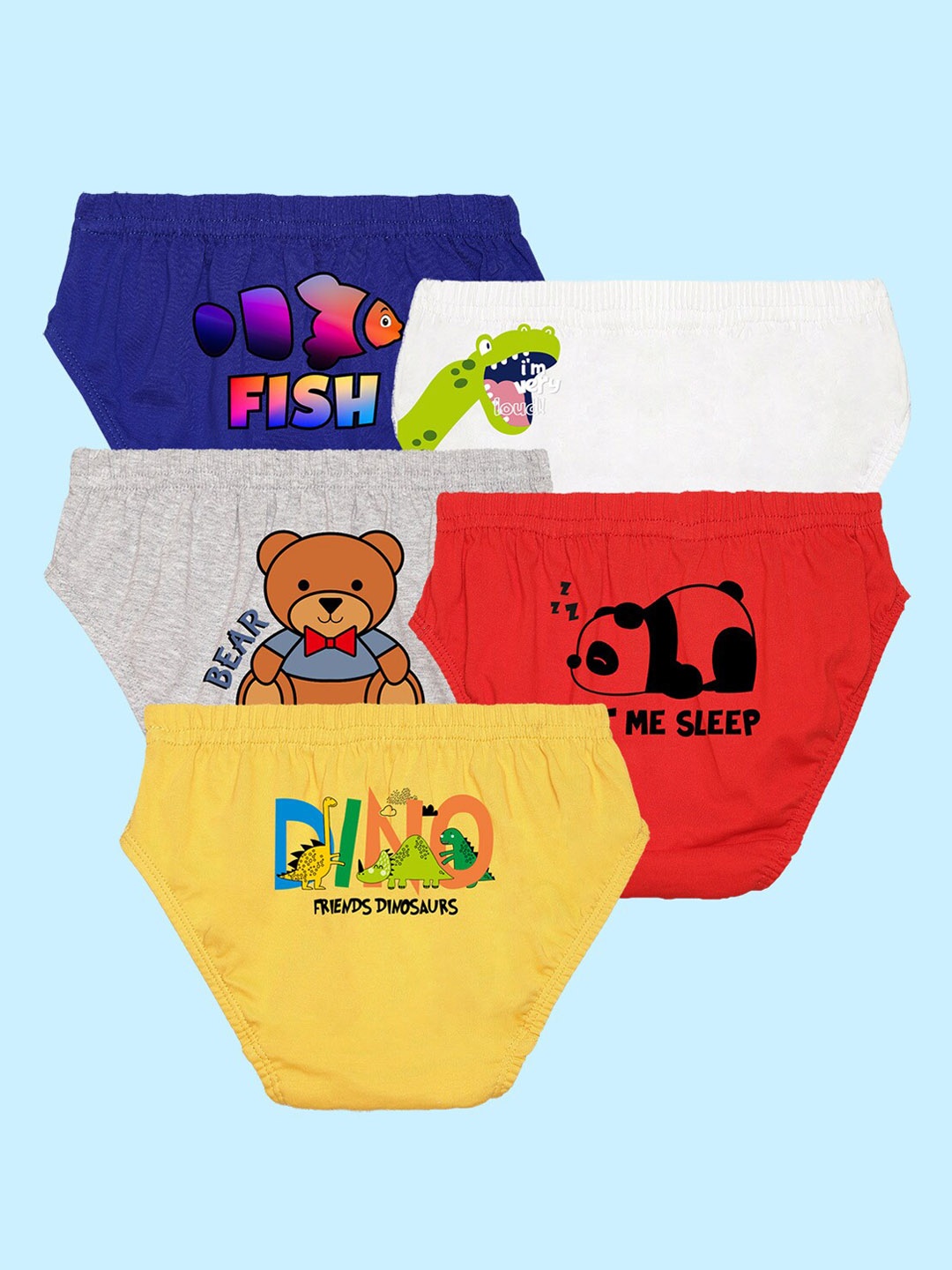 

NUSYL Boys Pack Of 5 Printed Basic Cotton Briefs, Blue