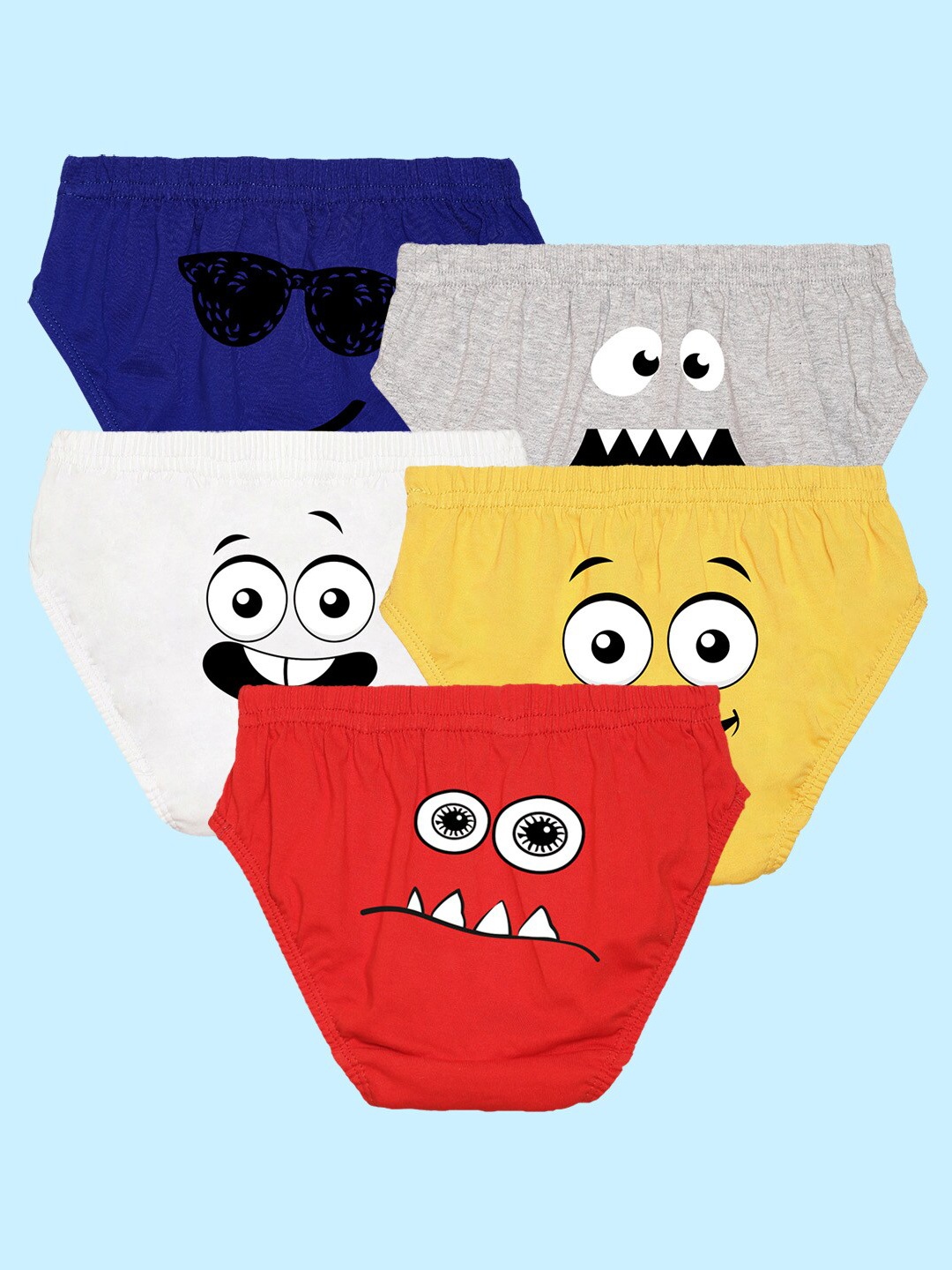 

NUSYL Boys Pack Of 5 Printed Cotton Basic Brief, Blue