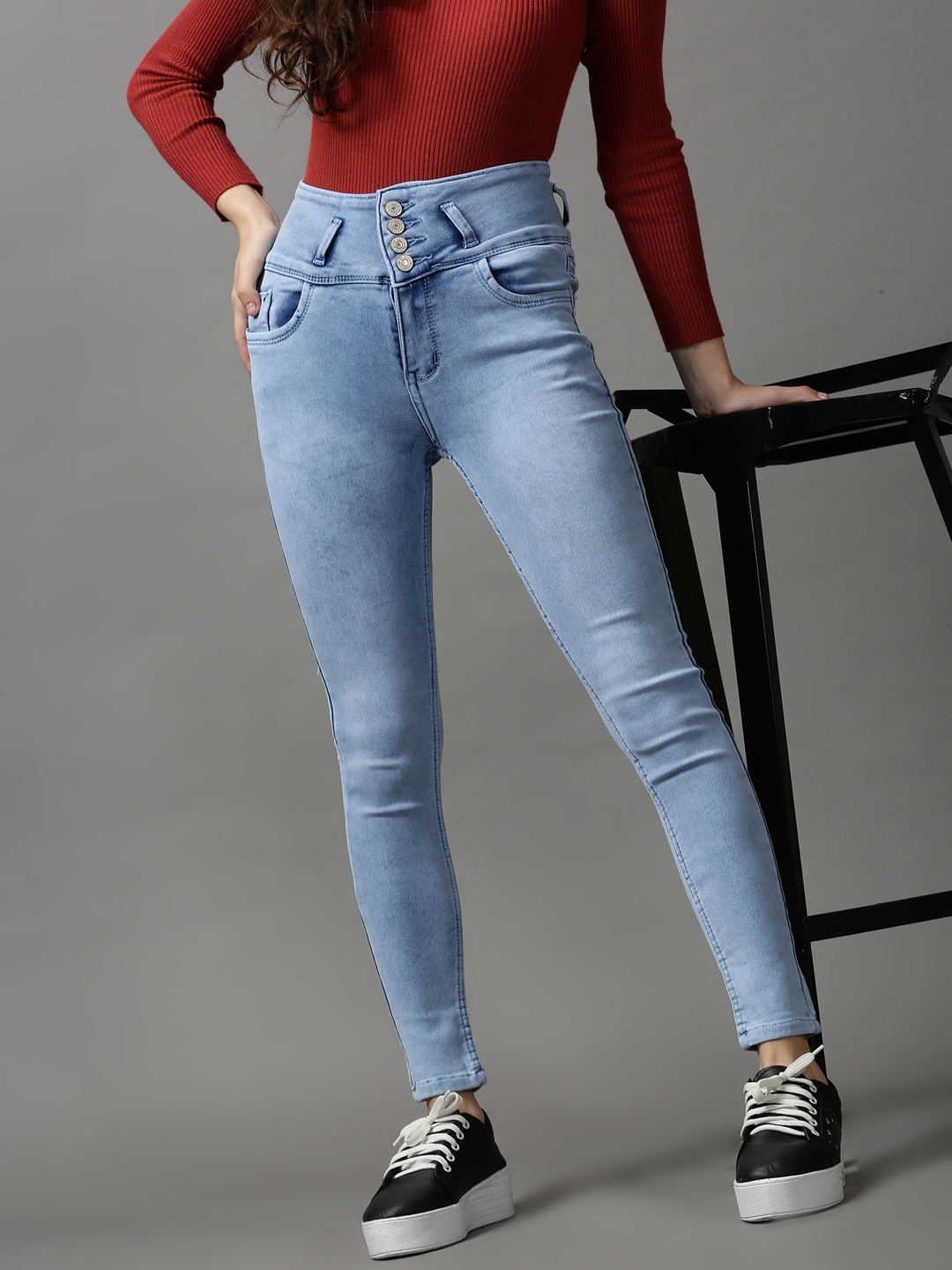 

SHOWOFF Women Blue Skinny Fit High-Rise Stretchable Jeans