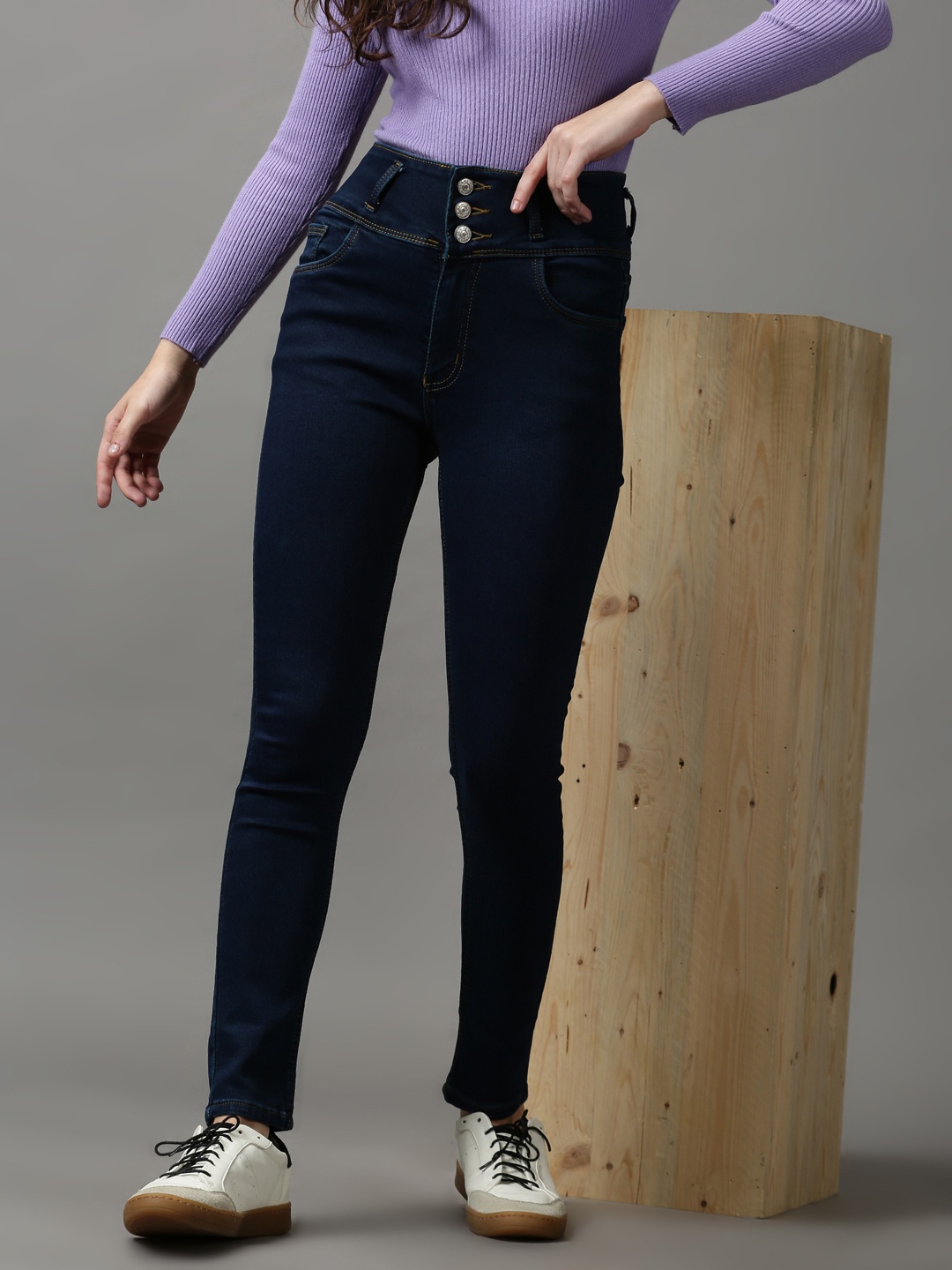 

SHOWOFF Women Navy Blue Skinny Fit Clean Look High-Rise Stretchable Jeans