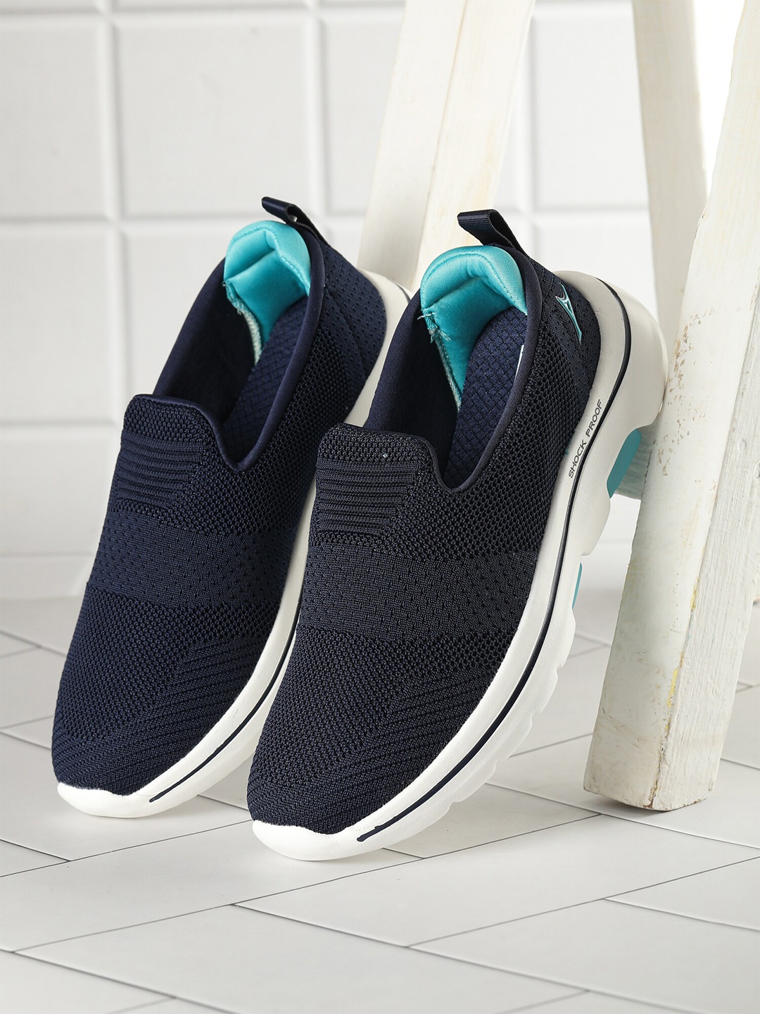 

ABROS Women Navy Blue Mesh Slip-on Walking Shoes