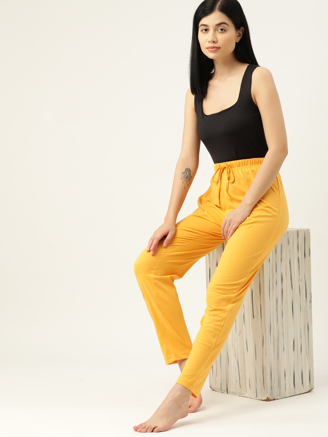 

ETC Women Yellow Solid Lounge Pants