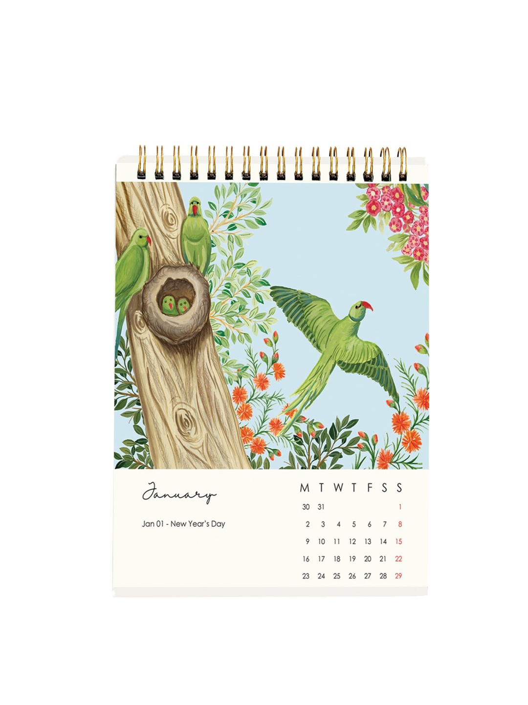 

happywagon Green & Beige Printed 220 GSM 2023 Aranya Desk Calendar