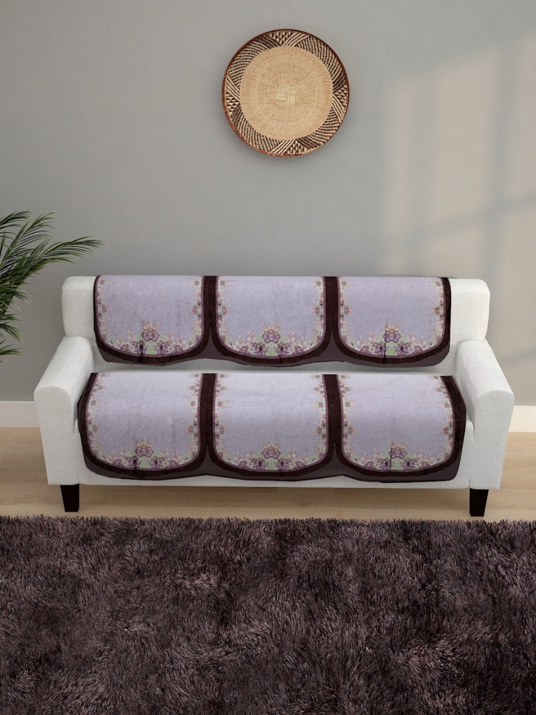 

ROMEE Set of 6 Off-White Floral Design 5-Seater Sofa Covers