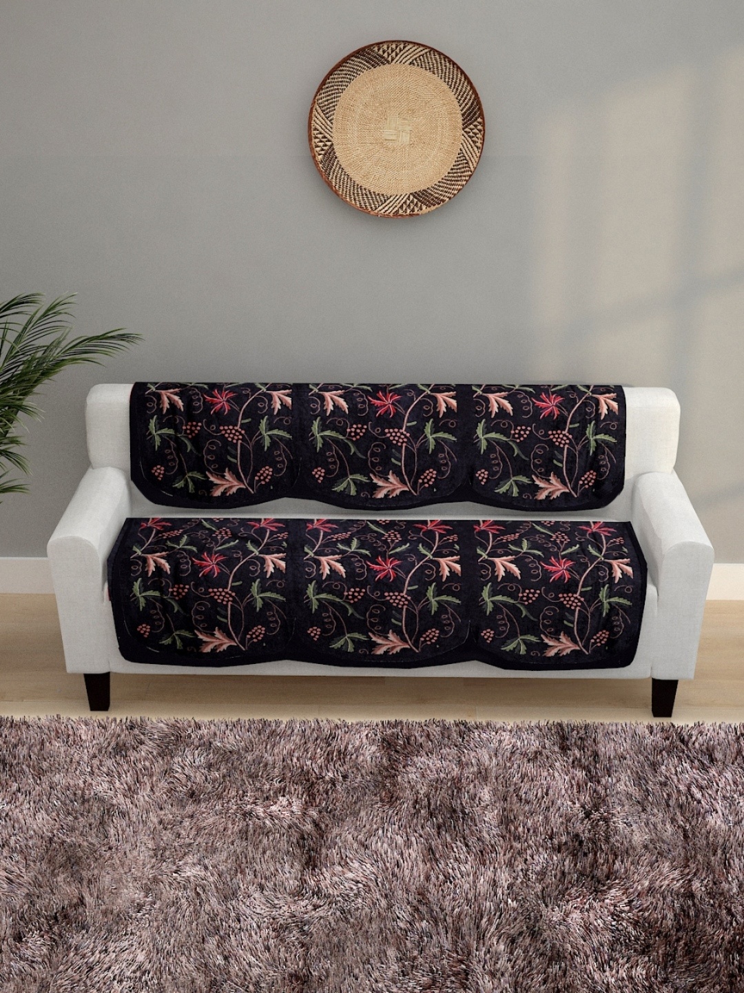 

ROMEE 6 Pieces Black 5-Seater Soft Sofa Cover