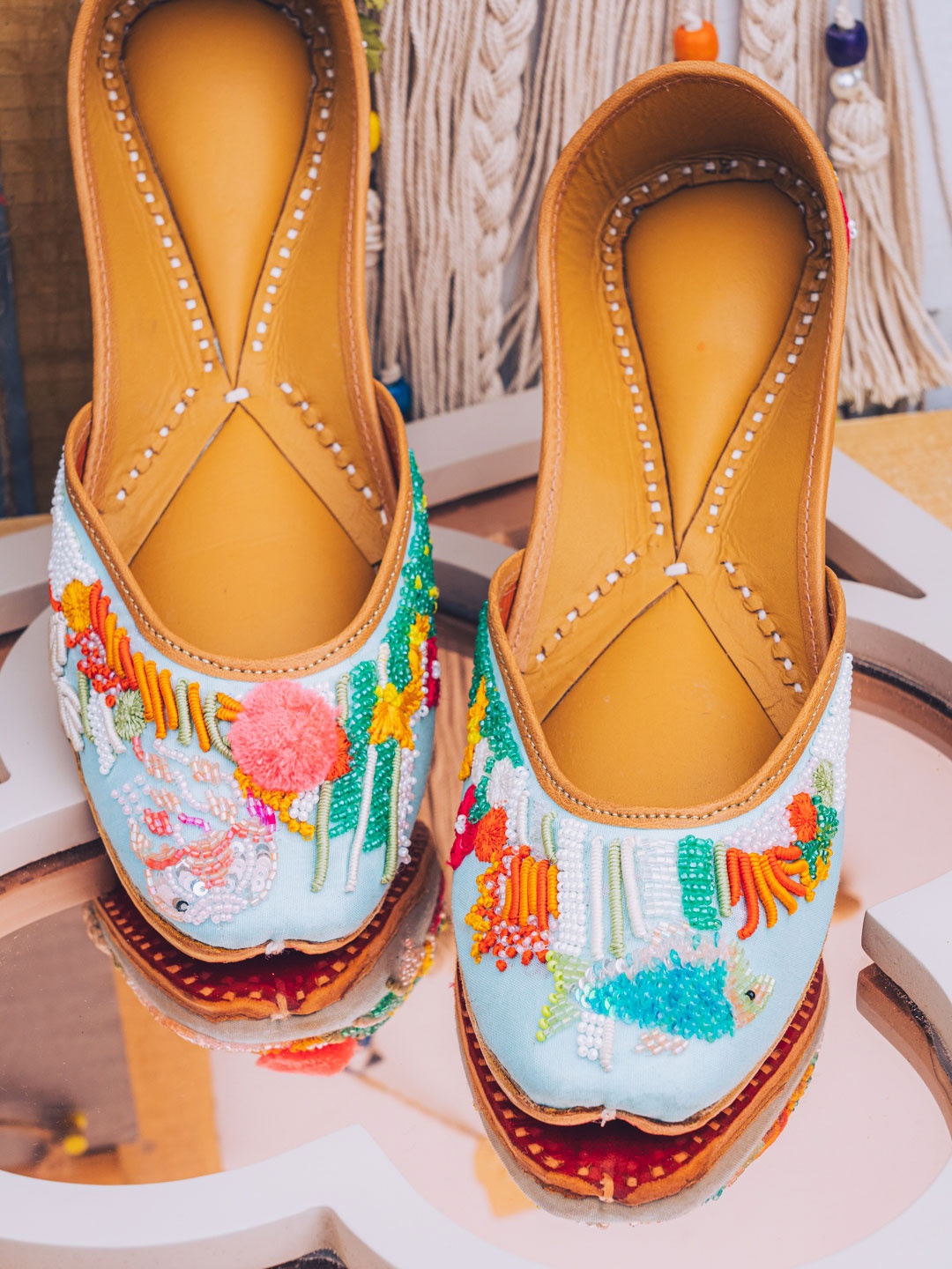 

NR By Nidhi Rathi Women Blue Embellished Ethnic Mojaris Flats
