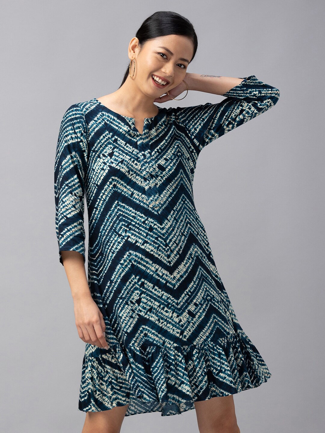 

TANKHI Women Blue Ethnic Motifs A-Line Dress