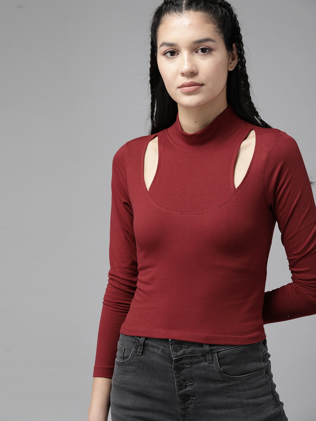 

The Roadster Lifestyle Co. Solid Cut-Out Top, Maroon