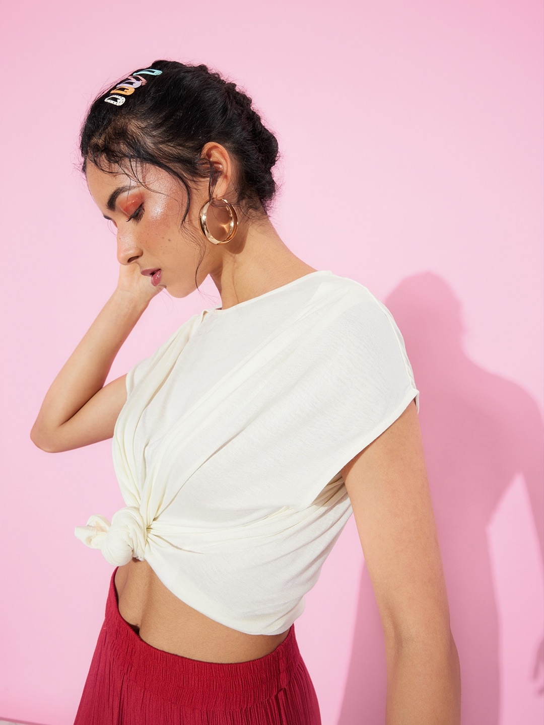

The Roadster Lifestyle Co. Off White Extended Sleeves 90's Hollaback Femme Blouse Top
