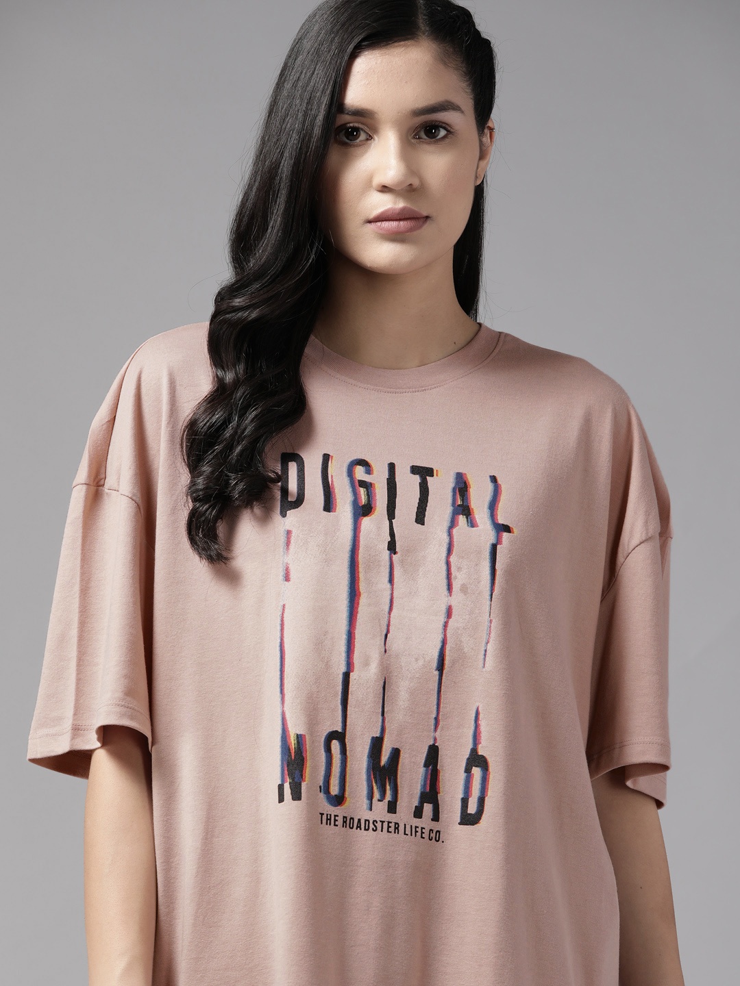 

The Roadster Lifestyle Co. Graphic Print Longline Oversized T-shirt, Rose