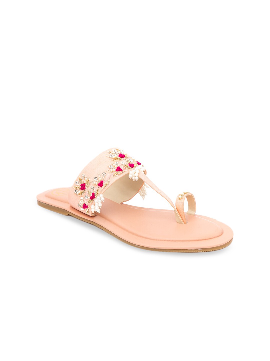 

NR By Nidhi Rathi Women Pink Embroidered One Toe Flats
