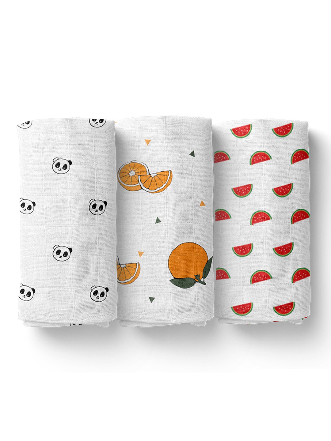 

Moms Home Pack of 3 White Printed Organic Cotton Baby Muslin Swaddle