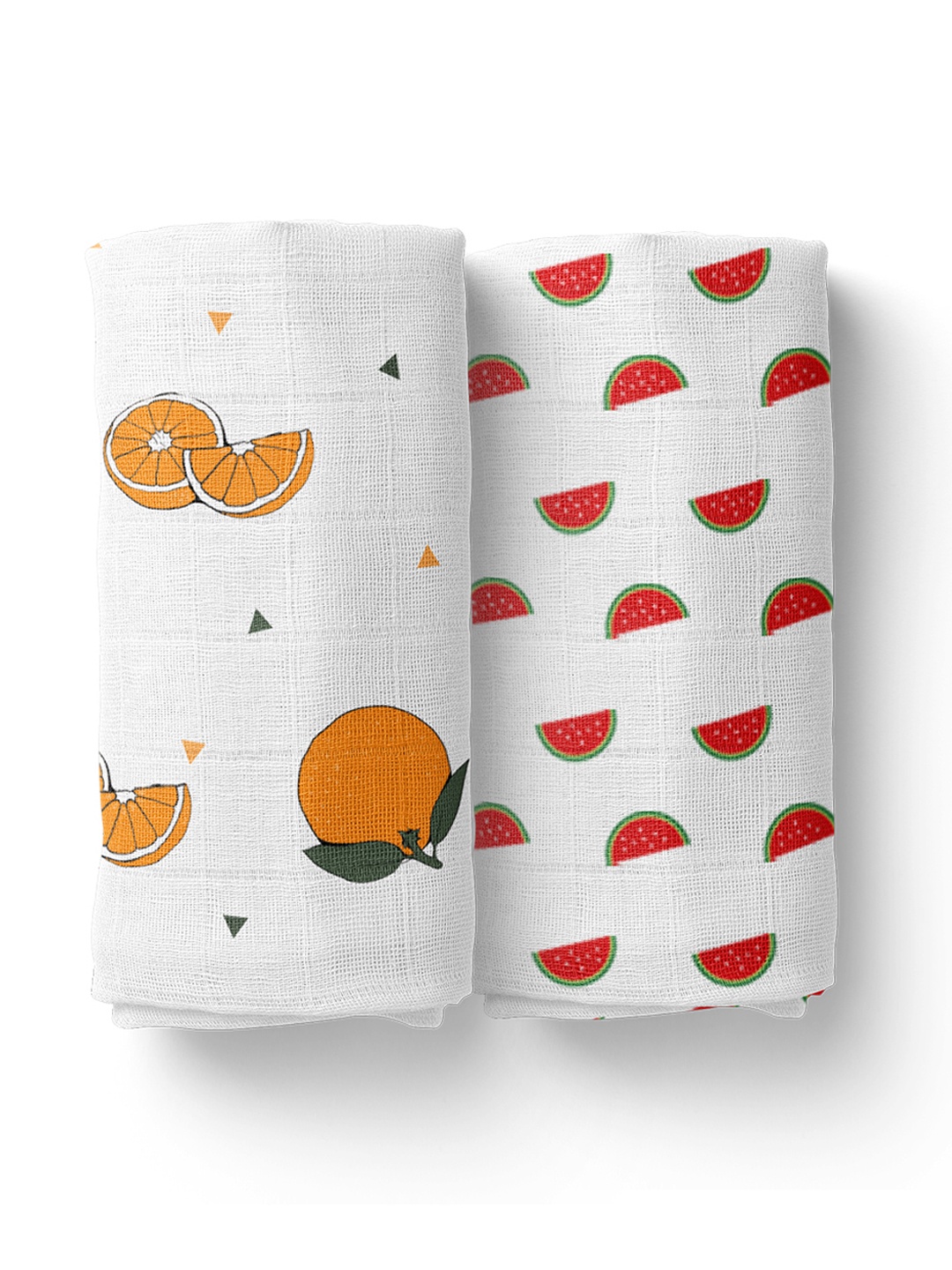 

Moms Home Pack of 2 White Printed Organic Cotton Baby Muslin Swaddle