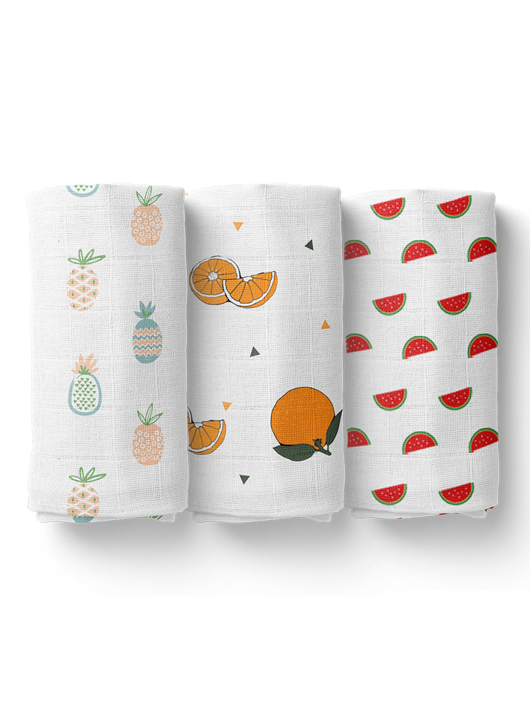 

Moms Home Pack of 3 White Printed Organic Cotton Baby Muslin Swaddle