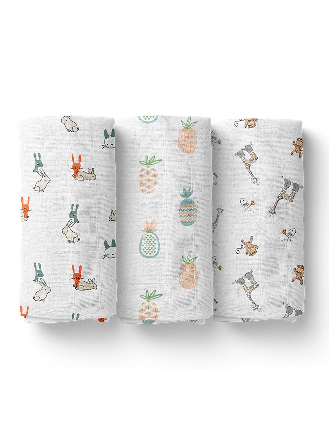 

Moms Home Kids Pack Of 3 Organic Cotton Baby Muslin Swaddle Mix, White