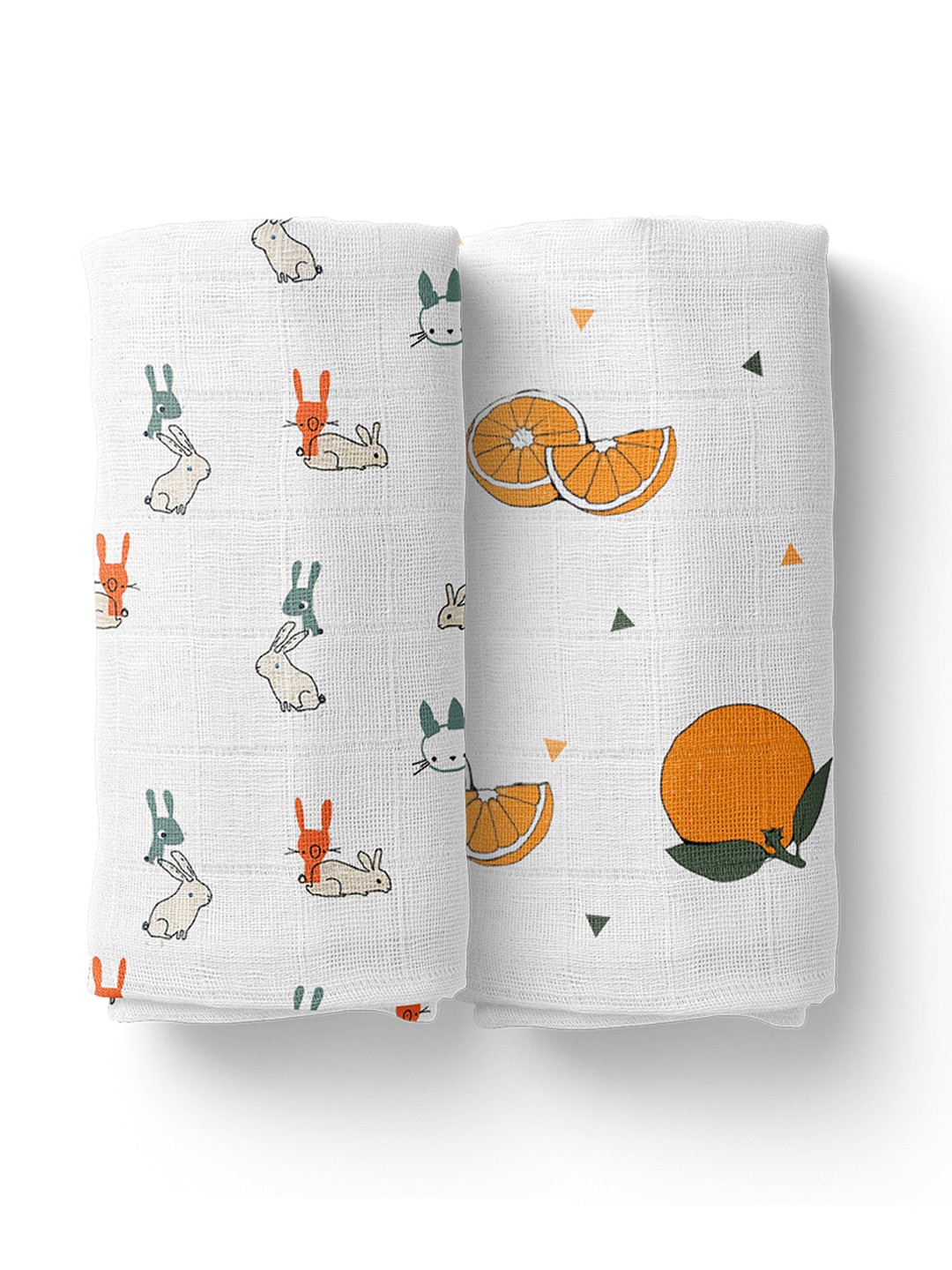 Moms Home Infants Set Of 2 White Printed Organic Cotton Muslin Swaddle